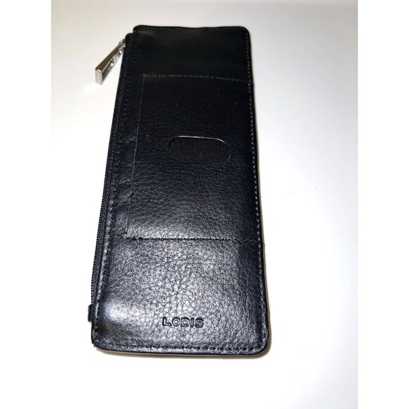 LODIS Black Leather Change ID Credit Cards Holder 7.5" X 3" - Picture 4 of 10